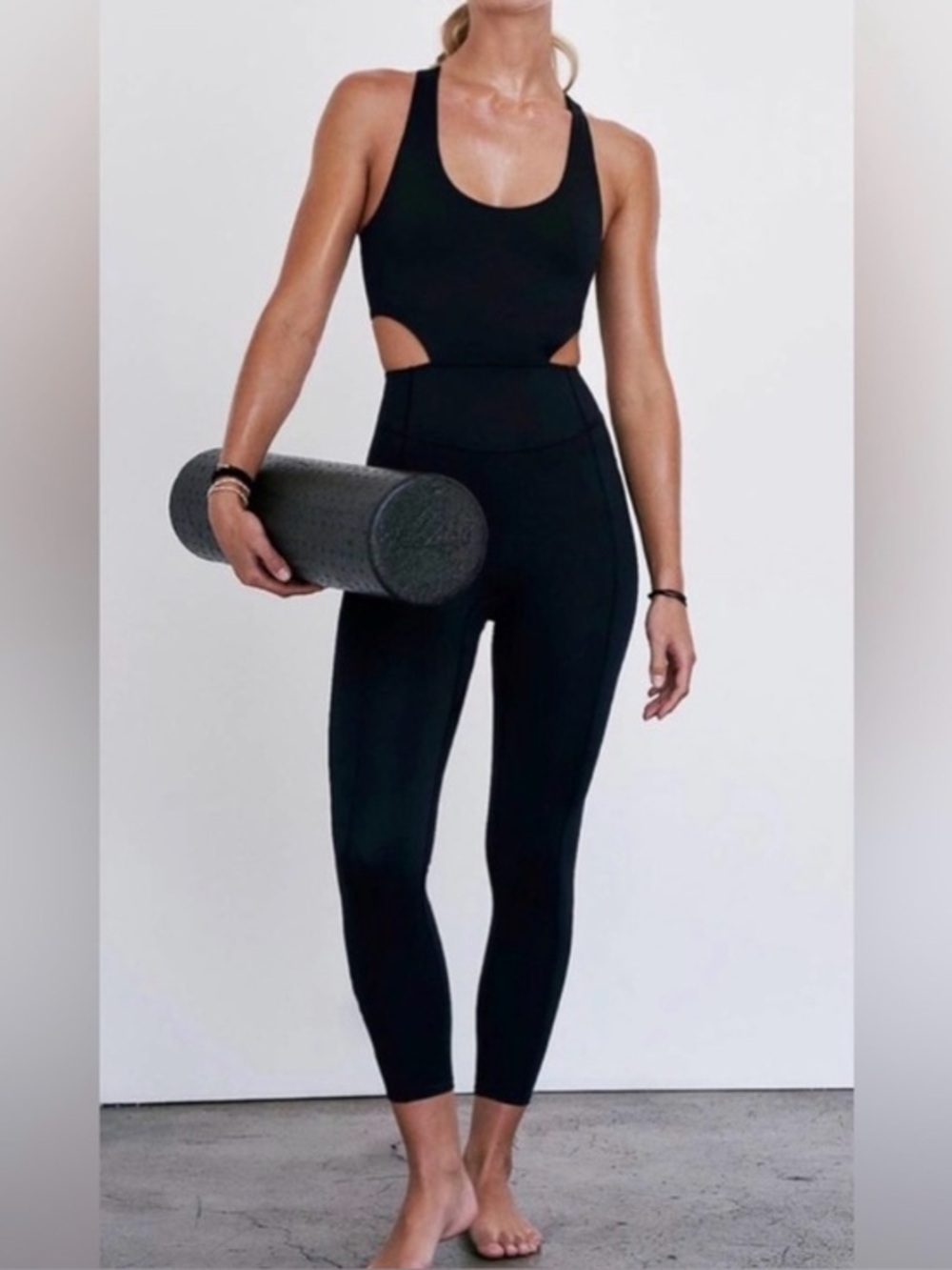 FREE PEOPLE Movement Black Back It Up Onsie Yoga Bodysuit XS